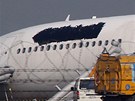 Airbus aerolinek Thai Airlines po nehod na letiti v Bangkoku (9. záí 2013)