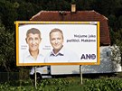 Pedvolební billboard politického hnutí ANO podnikatele Andreje Babie.