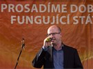 éf SSD Bohuslav Sobotka na prvním pedvolebním mítinku na Masarykov námstí