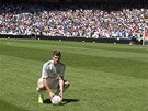 PÓZOVÁNÍ V NOVÉM DRESU. Gareth Bale pózuje fotografm v dresu Realu Madrid.