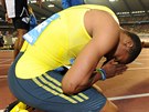 Jamajský sprinter Warren Weir dkuje za vítzství na dvoustovce v Bruselu.
