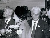 Přivítání Tomáše Bati ml. ve Zlíně roku 1989 se účastnil také cestovatel