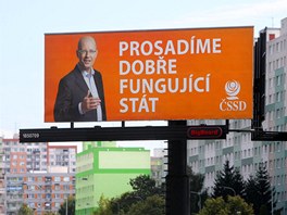 Pedvolební billboard SSD na Litochlebském námstí v Praze. (2. záí 2013)