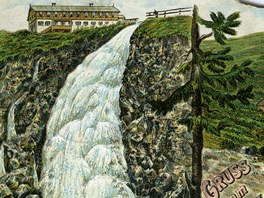 Pohlednice Labské boudy z roku 1893.