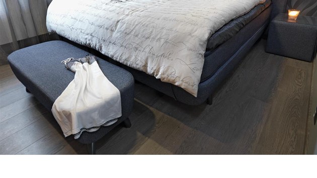 Dominantu ložnice tvoří luxusní, elektricky ovládané polohovací lůžko značky Pullman (Luxury Beds). Majitelka si pochvaluje jeho pohodlí i všechny rozměry včetně výšky.