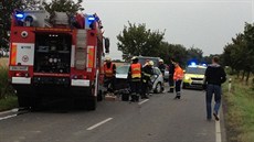 Pi dopravní nehod dvou osobních a jednoho nákladního auta v pondlí odpoledne...