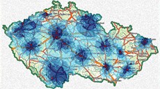 Mapa pokrytí signálem regionální sít 7