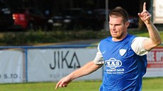 Miloslav Strnad z Táborska slaví gól.