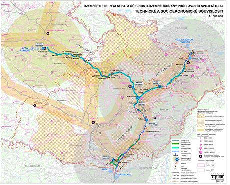 Kanl Dunaj-Odra-Labe. Mapa, kudy by ml kanl vst.