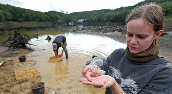 Archeologický przkum na dn vyputné pehrady Mohelno (12. záí 2013)