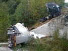 Pi nehod kamionu a dodávky u Borku nedaleko eských Budjovicích na silnici...