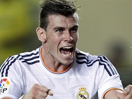 BALE STELCEM. Gareth Bale oslavuje svj gl proti Villarrealu.