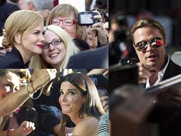 Hv�zdy rozdávají podpisy fanou�k�m na filmovém festivalu v Torontu (2013).