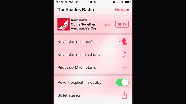 iOS 7 pro iPhone: Jeden ze stream iTunes rdia