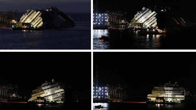 Napimovn lodi Costa Concordia zaalo v pondl 16. z dopoledne a skonilo po tm 19 hodinch v ter nad rnem.