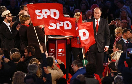 Kancléský kandidát nmeckých sociálních demokrat Peer Steinbrück na velkém...