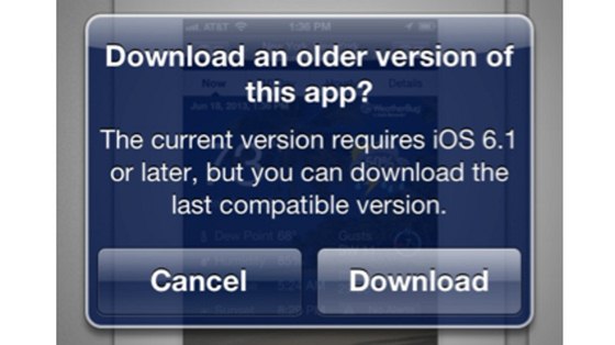 App store nov nabízí stáhnout do starího iOS zaízení poslední kompatibilní