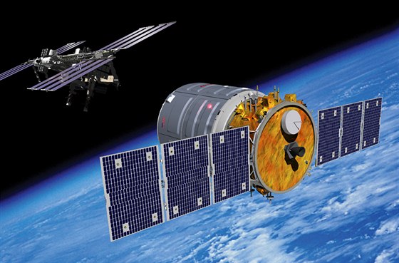 Vizualizace přibližování soukromé lodi Cygnus k ISS