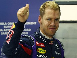 DAL POLE POSITION. Sebastian Vettel po kvalifikaci na Velkou cenu Singapuru.