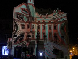 Videomapping na olomouckém Dolním námstí. 