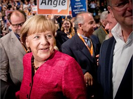 Německá Kancléřka Angela Merkelová při sobotním mítinku v Berlíně (21. září)