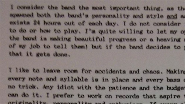 Dopis, kter producent Steve Albini poslal kapele Nirvana ped nahrvnm slavn desky In Uter (strana 2).