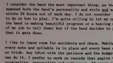 Dopis, který producent Steve Albini poslal kapele Nirvana ped nahráváním...