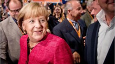 N�mecká Kanclé�ka Angela Merkelová p�i sobotním mítinku v Berlín� (21. zá�í)