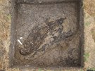 Jeden z odkrytých hrob na pedpolí lomu Bílina u Mariánských Radic na Mostecku