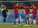 RADOST CSKA MOSKVA Toi, Musa a Elm (zprava) z CSKA Moskva se radují z gólu do...