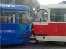 Nehoda tramvají v Kobylisích.