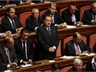 Silvio Berlusconi mluví v italském senátu. 