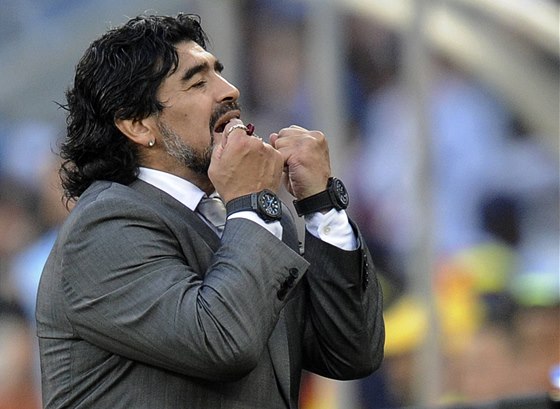 Diego Maradona  na letoním MS bhem neúspného tvrtfinále s Nmeckem.