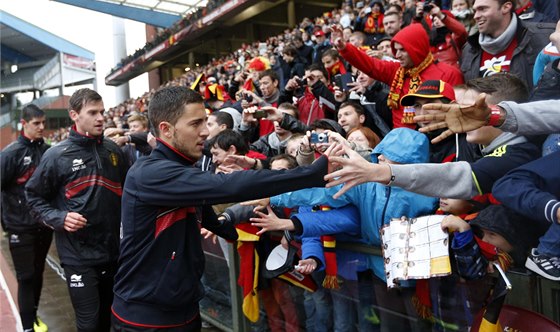 VELMI SLEDOVANÝ TRÉNINK. Nedlní trénink belgických fotbalist v Bruselu