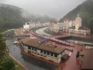 A general view shows the city centre of the winter sport resort of Rosa Khutor,...
