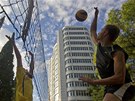 People play volleyball in the park in Sochi September 22, 2013. With just...
