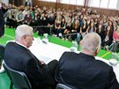 Prezident Milo Zeman pi debat se studenty kolínské obchodní akademie (16....