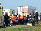 Dopravní nehoda na dálnici D8 v Praze.