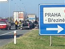 Nehoda na dálnici D8 v Praze.
