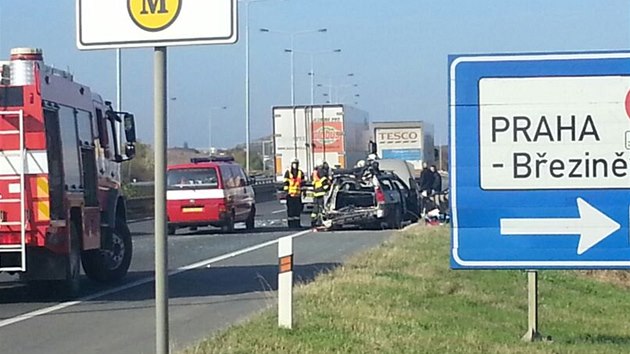 Nehoda na dlnici D8 v Praze.