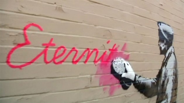 Slavn poulin umlec Banksy tvo u tden v New Yorku.