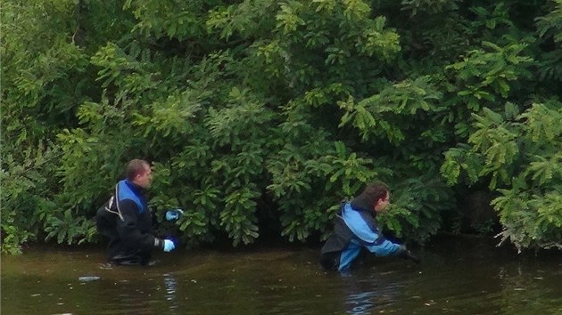 Policist nali pod Barrandovskm mostem torzo lidskho tla (10. jna 2013).