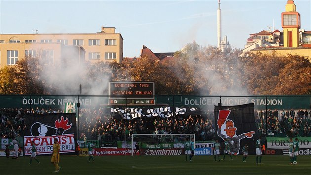 Fanouci vrovickch Bohemians pi zpase s Jihlavou