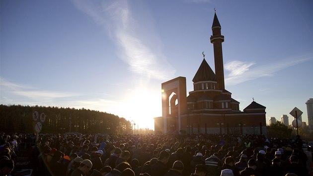 Rut muslimov se sjel do Moskvy, aby oslavili svtek kurban bajram. 