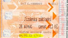 Jízdenka Franti�ka Nestávala. Po ozna�ení ve strojku písmena a �íslice v míst�...