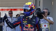 VÍT�Z. Mark Webber po kvalifikaci Velké ceny Japonska F1