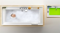 Koupelnový set Bath Gallery tvo�í umyvadlo a voln� stojící vana, zvý�ené lemy...