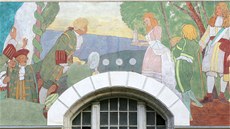 Obnovené fresky na Národním domě v Karlových Varech.