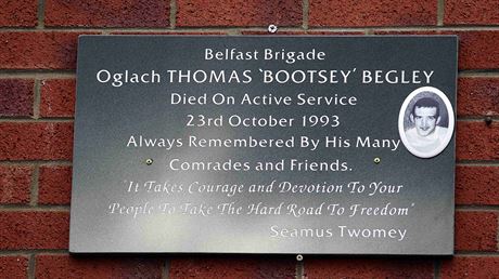 Thomas Begley má v Belfastu od nedle pamtní desku(20. íjna)