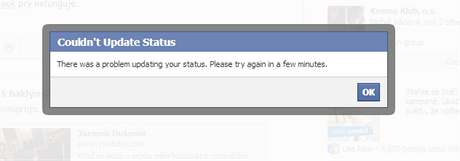 Facebook momentáln neumouje zadávání nových status ani lajkování.